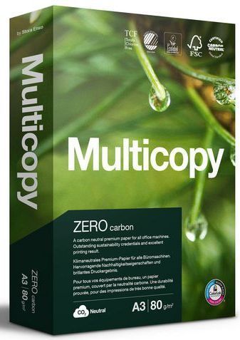 Kopiopaperi Multicopy Zero A3 80g/500 - ympäristöystävällinen ja hiilineutraali kopiopaperi