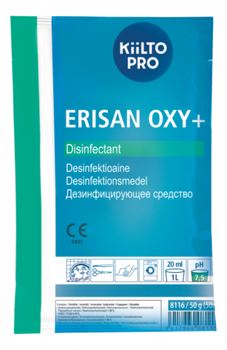 Desinfektioaine Erisan Oxy+ 50g pss - mm. lääkintälaitteille, tekstiileille, veri- ja eritetahroille