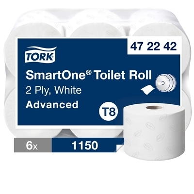 WC-paperi Tork SmartOne 472242 /6 rll säkki - kotimainen, sopii Tork SmartOne T8 -annostelijaan