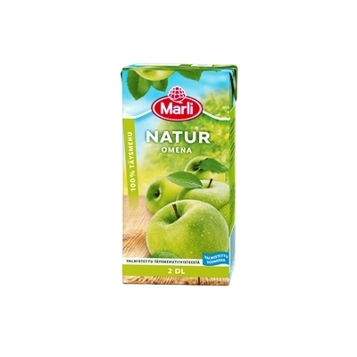 Täysmehu Marli Natur omena 2 dl - 100 % täysmehu, ei lisättyä sokeria, ei lisäaineita