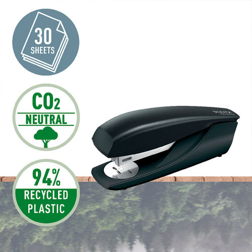 Nitoja Leitz Recycle musta - kierrätysmateriaalia, 100% kierrätettävä