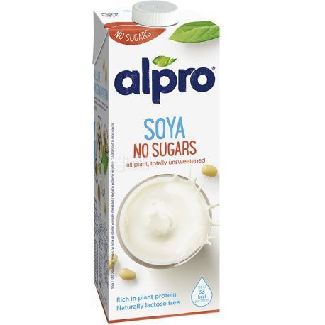 Soijajuoma Alpro 1 L makeuttamaton - 100% kasvipohjainen, vegetaarinen, laktoositon, gluteeniton