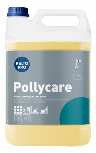 Kiilto Pollycare 5L - lattioiden puhdistus- ja hoitoaine, ei kerrostu, peittää kulumia, hajusteeton