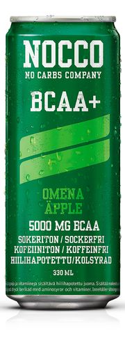 Energiajuoma Nocco BCAA+ Omena 0,33l /24 kpl ltk - kofeiiniton, sis. aminohappoja ja vitamiineja