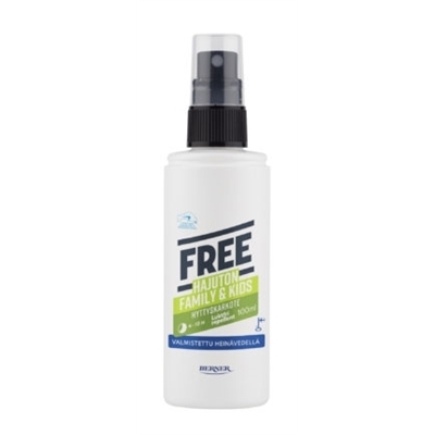 Hyttyskarkote Free Family & Kids Spray 100ml - kotimainen, hajuton, suojaa punkeilta, Allergiatunnus