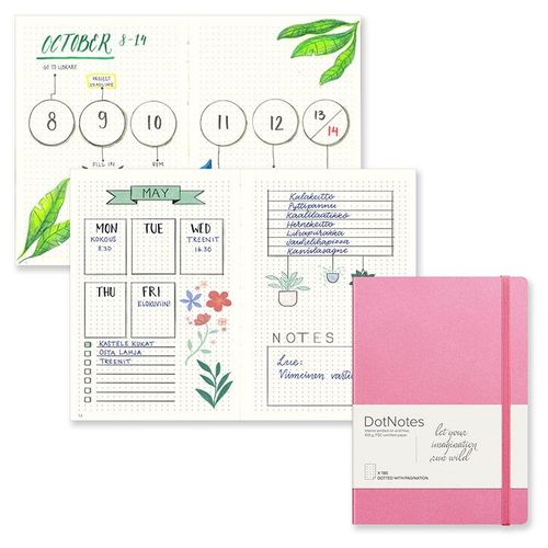 Muistikirja Burde A5/96 DotNotes Bujo roosa