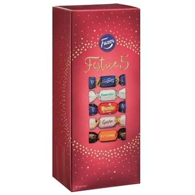 Suklaakonvehti Fazer Festive 5 sekoitus 500 g - Fazerin suosituimmat konvehdit samassa rasiassa