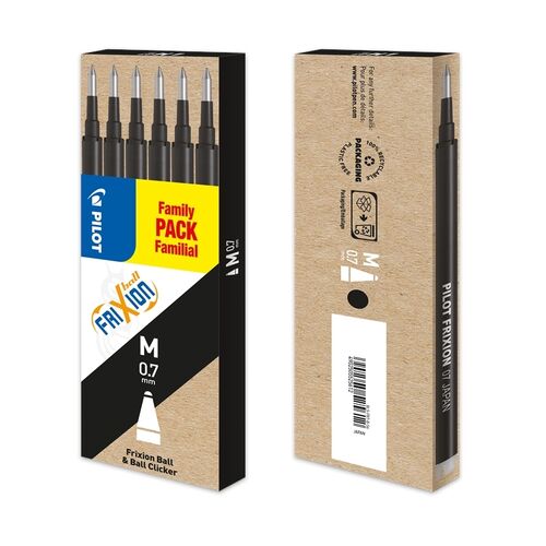 Vaihtosäiliö Pilot Frixion 0,7 mm musta 6 kpl
