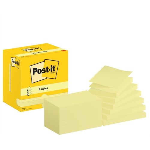 Viestilappu Post-it Z-Notes 76x127mm keltainen 12 kpl pkt