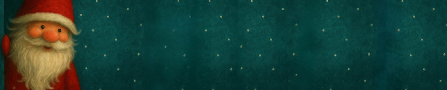 Piirretty joulutonttu kurkistaa