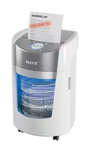 Paperintuhooja Leitz IQ OptiMax Small Office 350 P5 - silppuaa myös niitit ja paperiliittimet