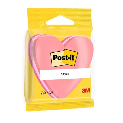 Viestilappu Post-it sydän 2007H 70x70mm pinkki 3 kpl