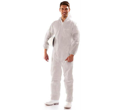 Kertakäyttöhaalari Sir Polifilm Coverall valkoinen PP XL - vetoketju, huppu, kuminauhat, hengittävä