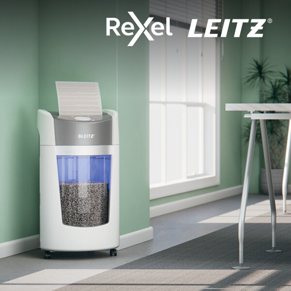 Rexel -paperisilppuri toimiston seinustalla