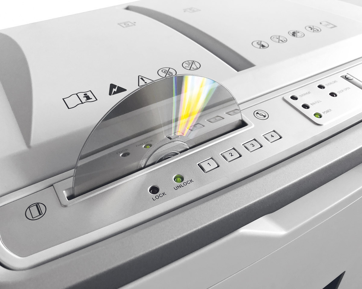 Paperintuhooja Ideal Shredcat 8283 4x10 mm silppu - myös luottokortit ja CD-levyt, PIN-lukitus