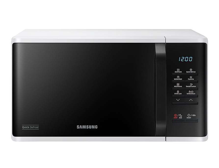 Mikroaaltouuni Samsung 23 l 800 W valkoinen - tasalämpö, Quick Defrost, Eco-moodi, lämpimänäpito
