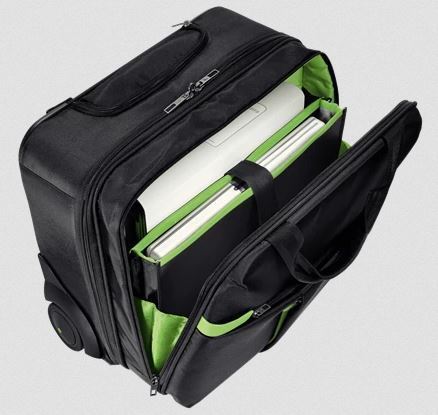 Vetolaukku Leitz Carry-On Trolley (salkkumalli) musta - sis. paljon erilaisia taskuja ja tarvikkeita