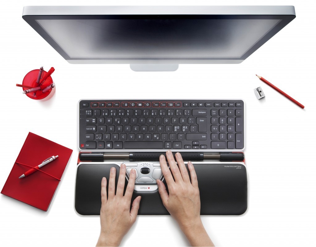 Ergonominen hiiri Contour RollerMouse Red Plus isolla rannetuella - alumiinikuori ja 7SENSES-ohjaus
