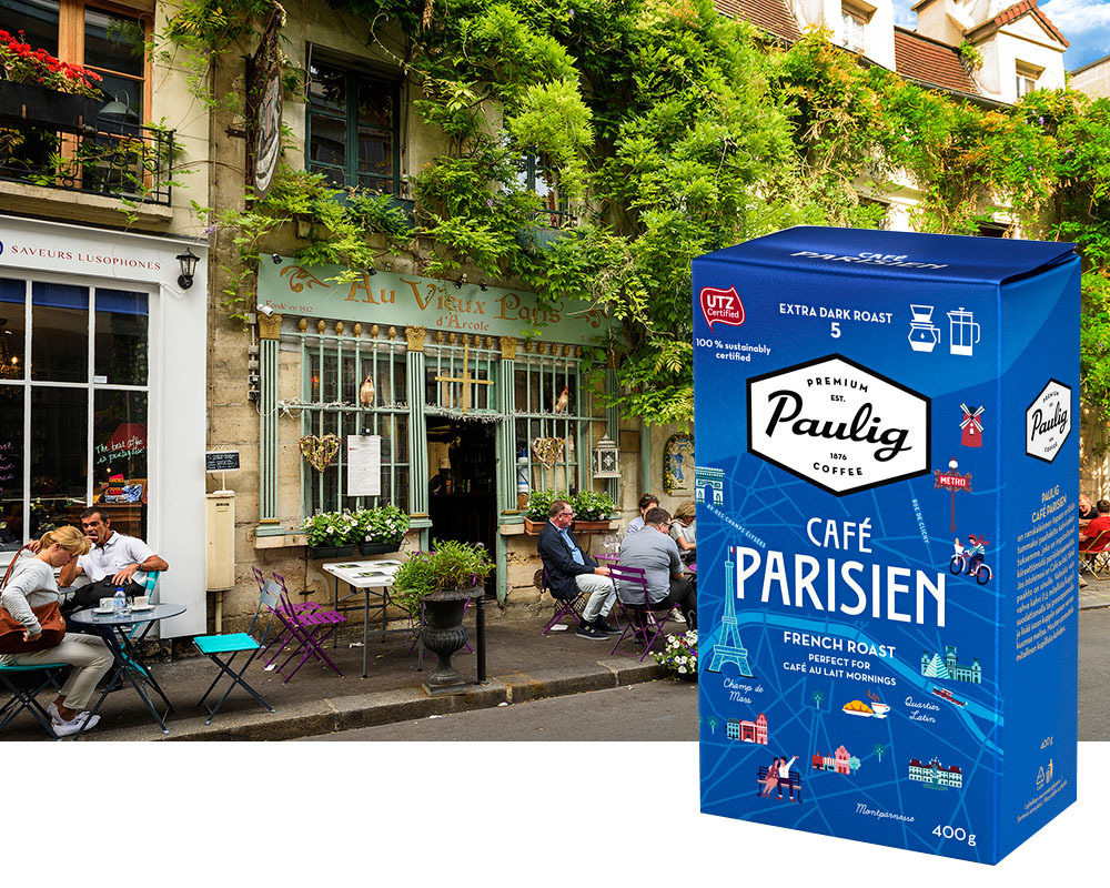 Kahvi Paulig Parisien SJ 400 g UTZ-sertifioitu - erittäin tumma, lempeä, harmoninen