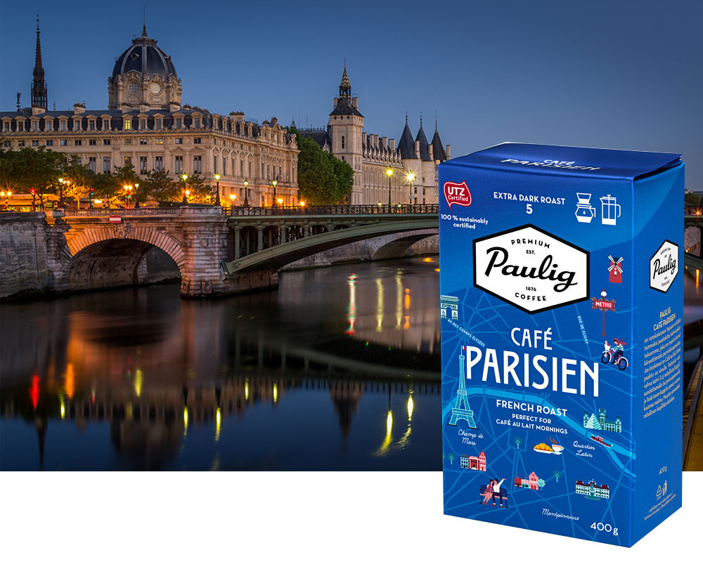 Kahvi Paulig Parisien SJ 400 g UTZ-sertifioitu - erittäin tumma, lempeä, harmoninen