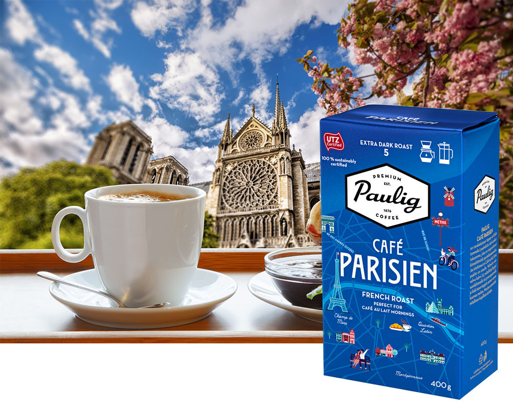 Kahvi Paulig Parisien SJ 400 g UTZ-sertifioitu - erittäin tumma, lempeä, harmoninen