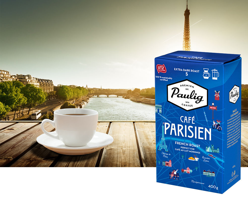 Kahvi Paulig Parisien SJ 400 g UTZ-sertifioitu - erittäin tumma, lempeä, harmoninen