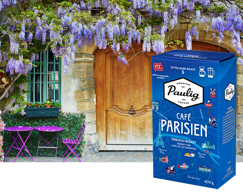 Kahvi Paulig Parisien SJ 400 g UTZ-sertifioitu - erittäin tumma, lempeä, harmoninen