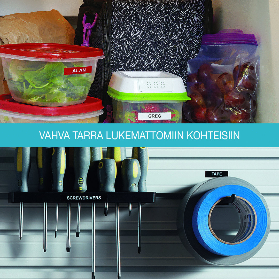 Tarrakasetti Dymo D1 kestotarra 12mm punainen/valkoinen