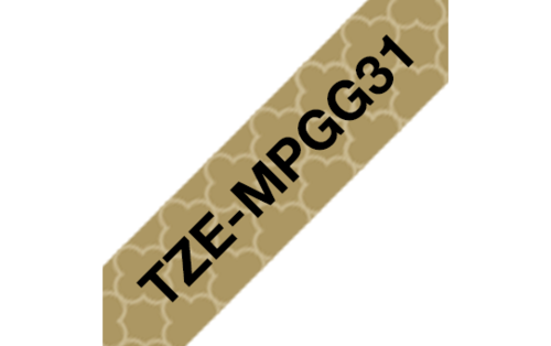 Tarrakasetti Brother TZe-MPGG31 12mm kulta geometri/musta