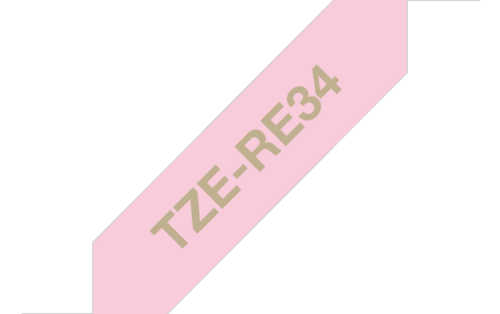 Tekstiilinauha Brother TZe-RE34 12mm satiini pinkki/kulta