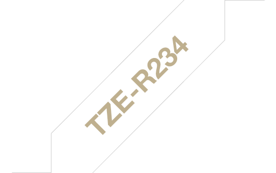 Tekstiilinauha Brother TZe-R234 12mm satiini valkoinen/kulta