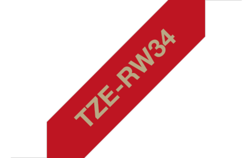 Tekstiilinauha Brother TZe-RW34 12mm satiini punainen/kulta