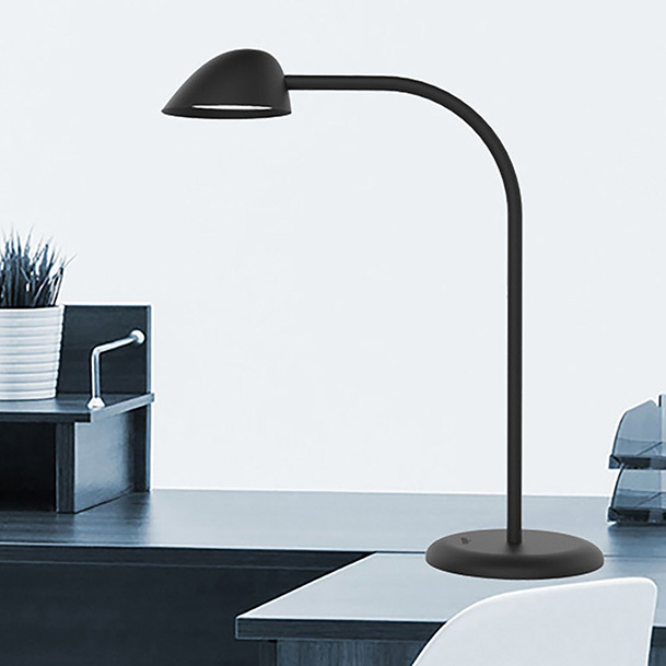 Työpistevalaisin Unilux Easy LED musta -  valon kirkkauden säätö ja USB-portti