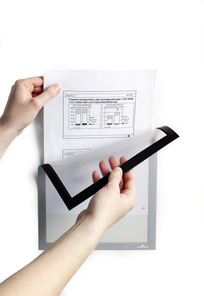Magneettikehys / infokehys Durable Duraframe Magnetic A4 hopea /5 kpl pkt - tarttuu magneettisesti