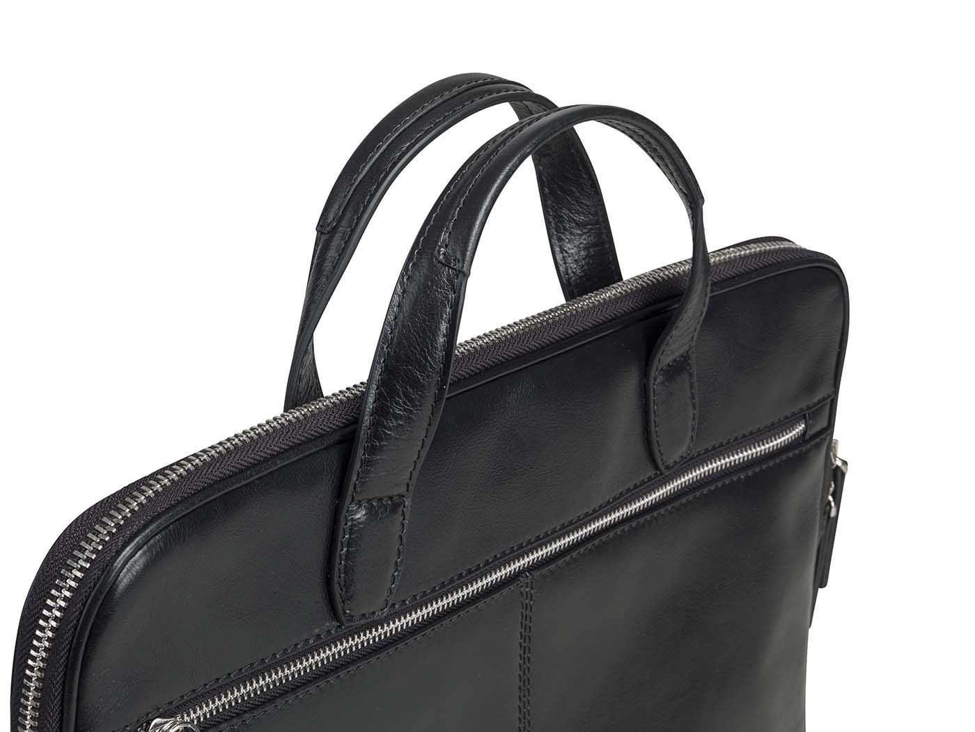 Tietokonelaukku Pierre Slim 14" nahka musta - Murano Buffalo -nahkaa