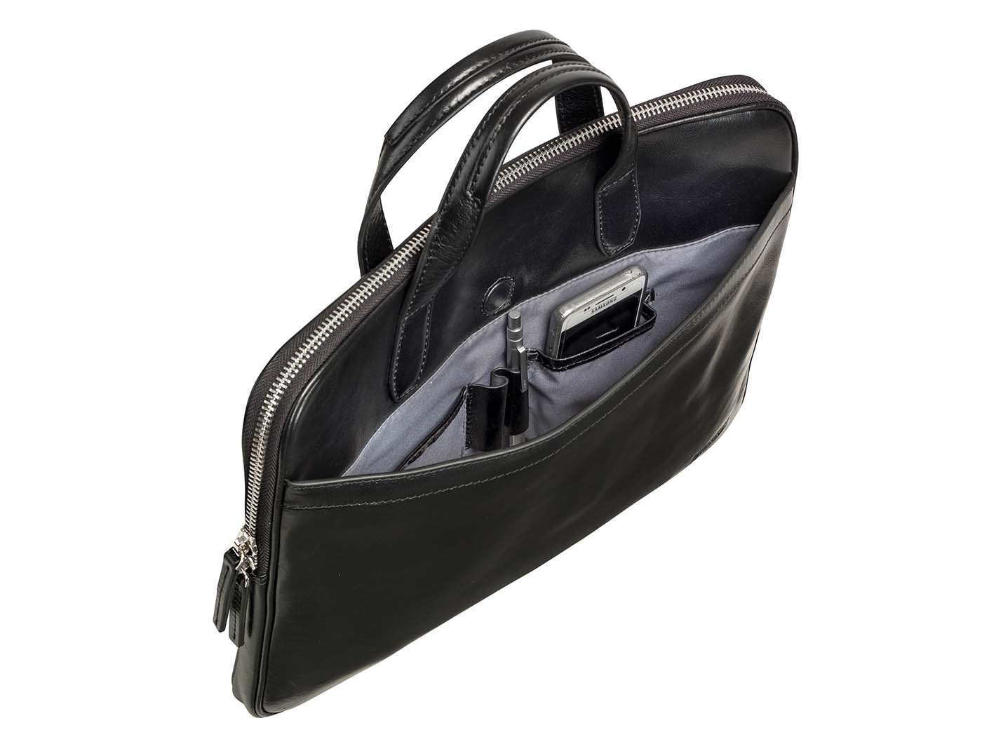 Tietokonelaukku Pierre Slim 14" nahka musta - Murano Buffalo -nahkaa
