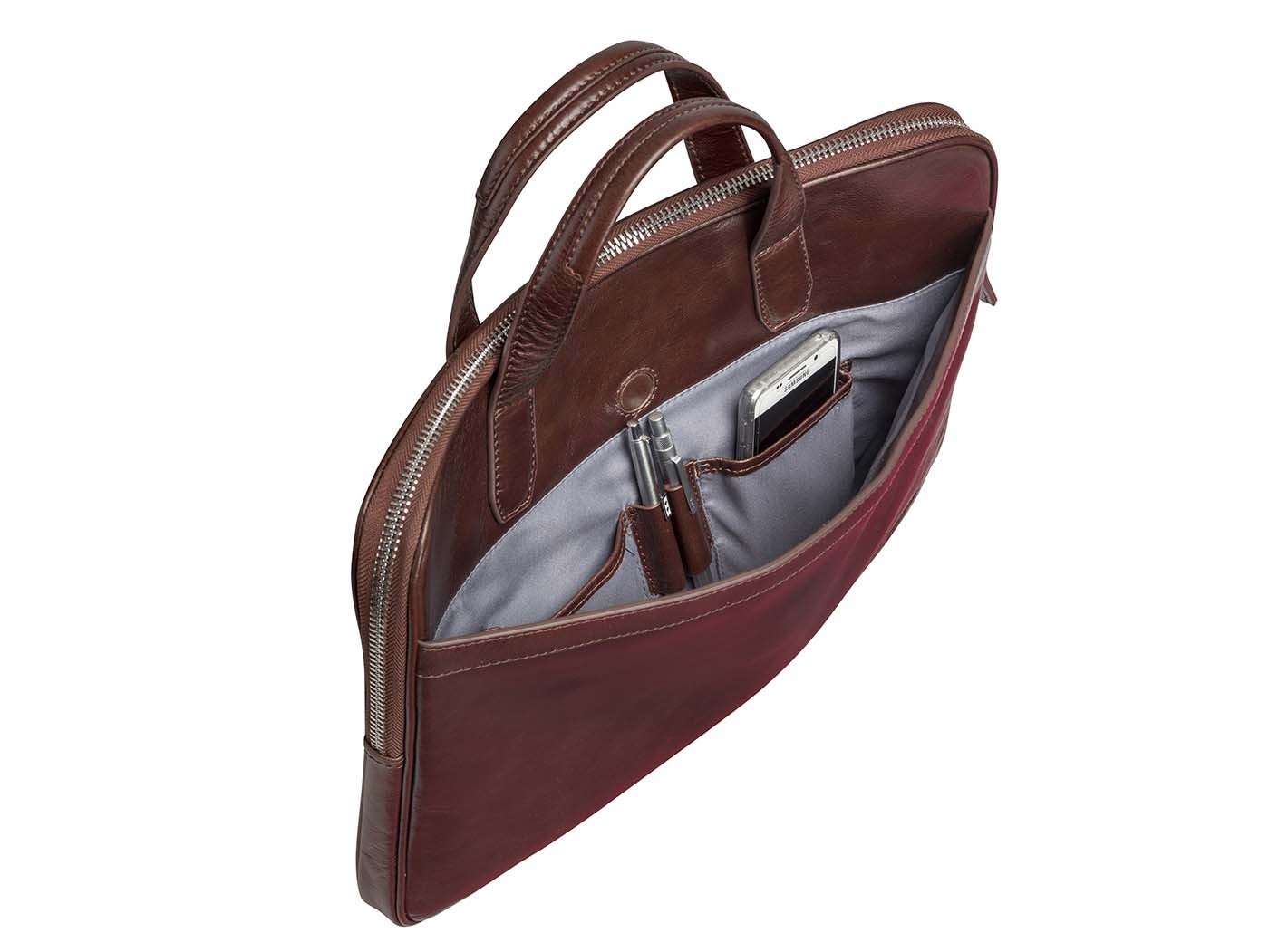 Tietokonelaukku Pierre Slim 14" nahka ruskea - Murano Buffalo -nahkaa