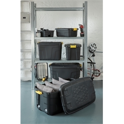 Varastolaatikko Strata Heavy Duty kannella 60l musta - 100% kierrätettävää polypropeenia